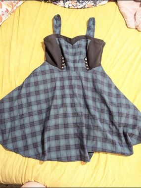 Orchid Bloom Plaid Fit & Flare Dress Pockets Goth Punk Dark Academia US 10